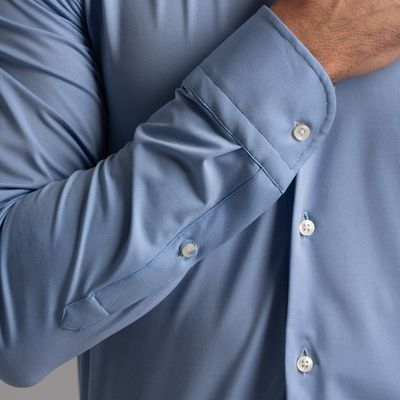 Camicia uomo TECNO no stiro tinta unita puntinato bicolor